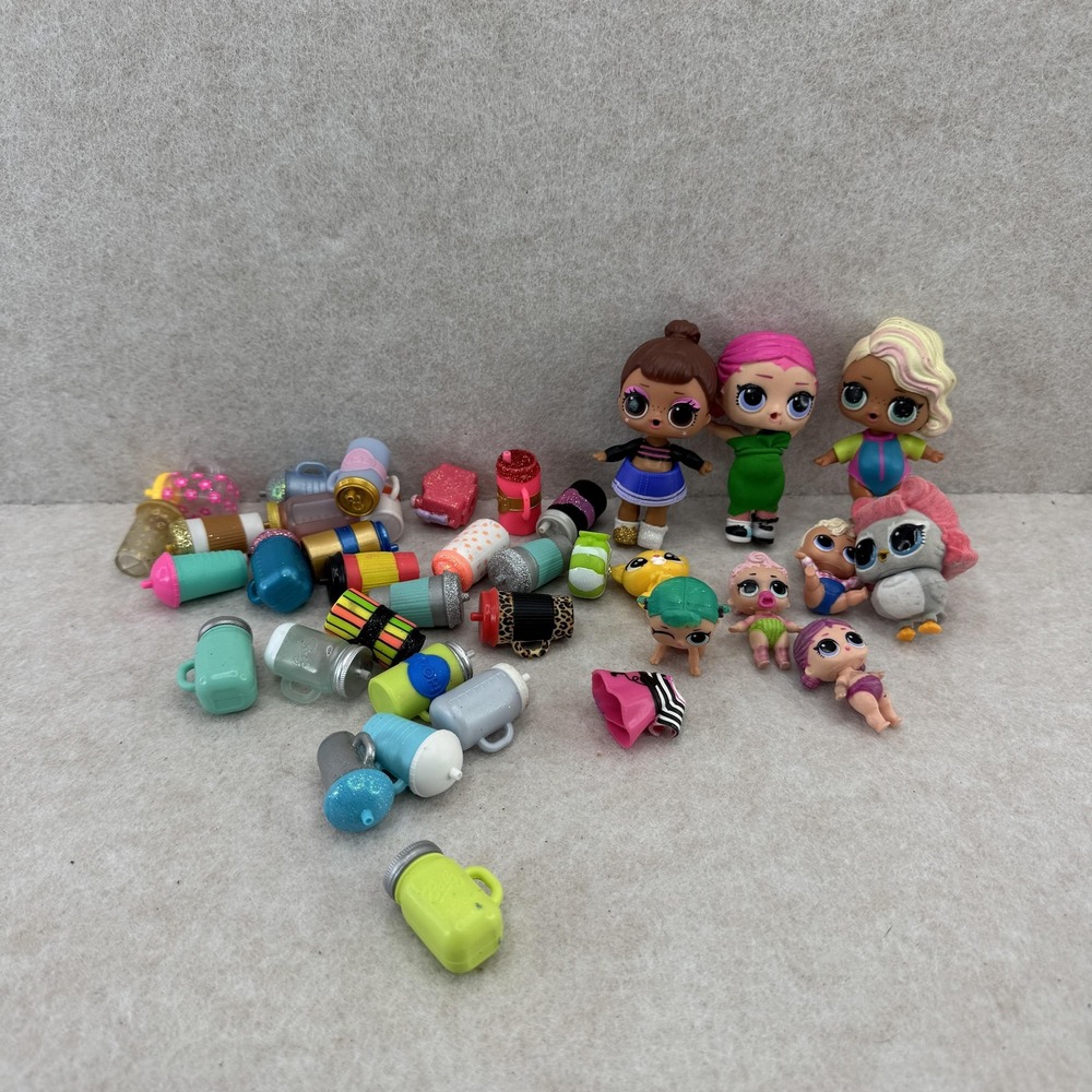 L.O.L. Surprise! Doll Lot 30+ Items 4 In Dolls Bottles Accessories Multicolor